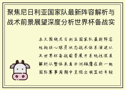 聚焦尼日利亚国家队最新阵容解析与战术前景展望深度分析世界杯备战实力评估 聚焦尼日利亚国家队最新阵容解析与战术前景展望深度分析世界杯备战实力评估